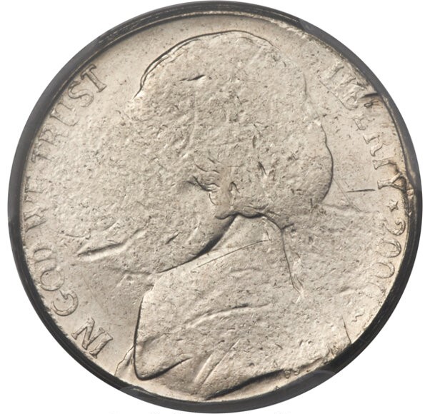2000-P Two-Headed Die Mule nickel error showing Jefferson portrait on both sides